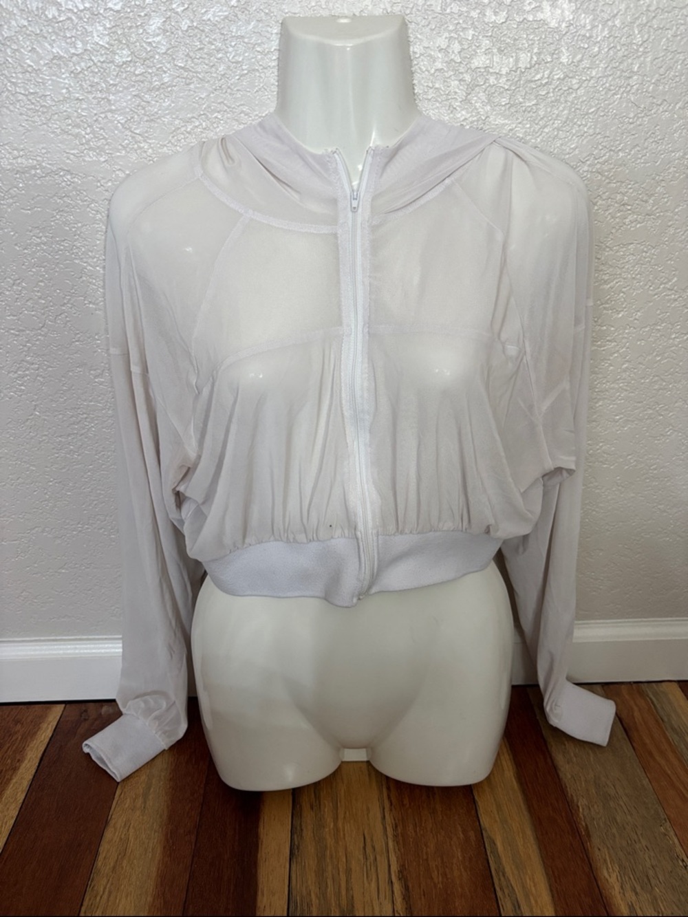 Lightweight White Zip-Front Women's Hooded Top